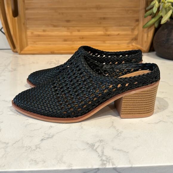 Time and Tru Woven Heeled Mules Black Memory Foam Comfort summer office size 6.5 - Picture 1 of 10